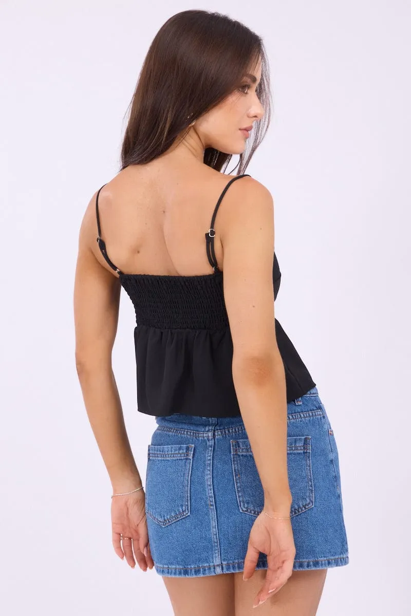 Customer Favorite Black Peplum Cami Sleeveless Babydoll Ally  Today Only!