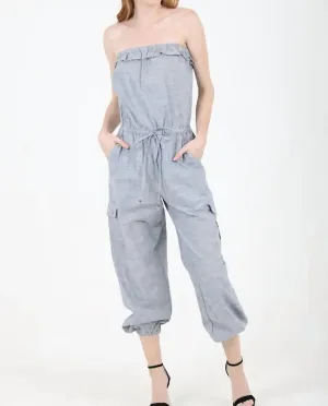 Strapless Jumpsuit In Blue