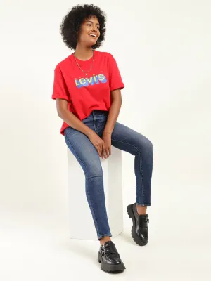 Women's 711 Blue Skinny Fit Mid Rise Jeans LEVI'S