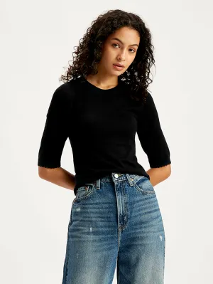 Women's Solid Black Crew Neck Sweater LEVI'S