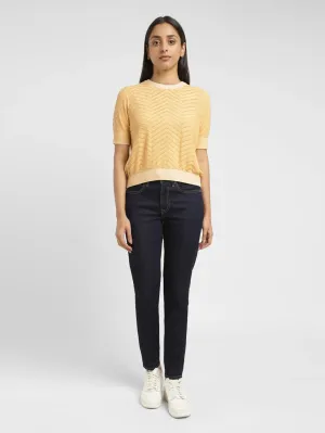 Women's Solid Yellow Crew Neck Sweater LEVI'S